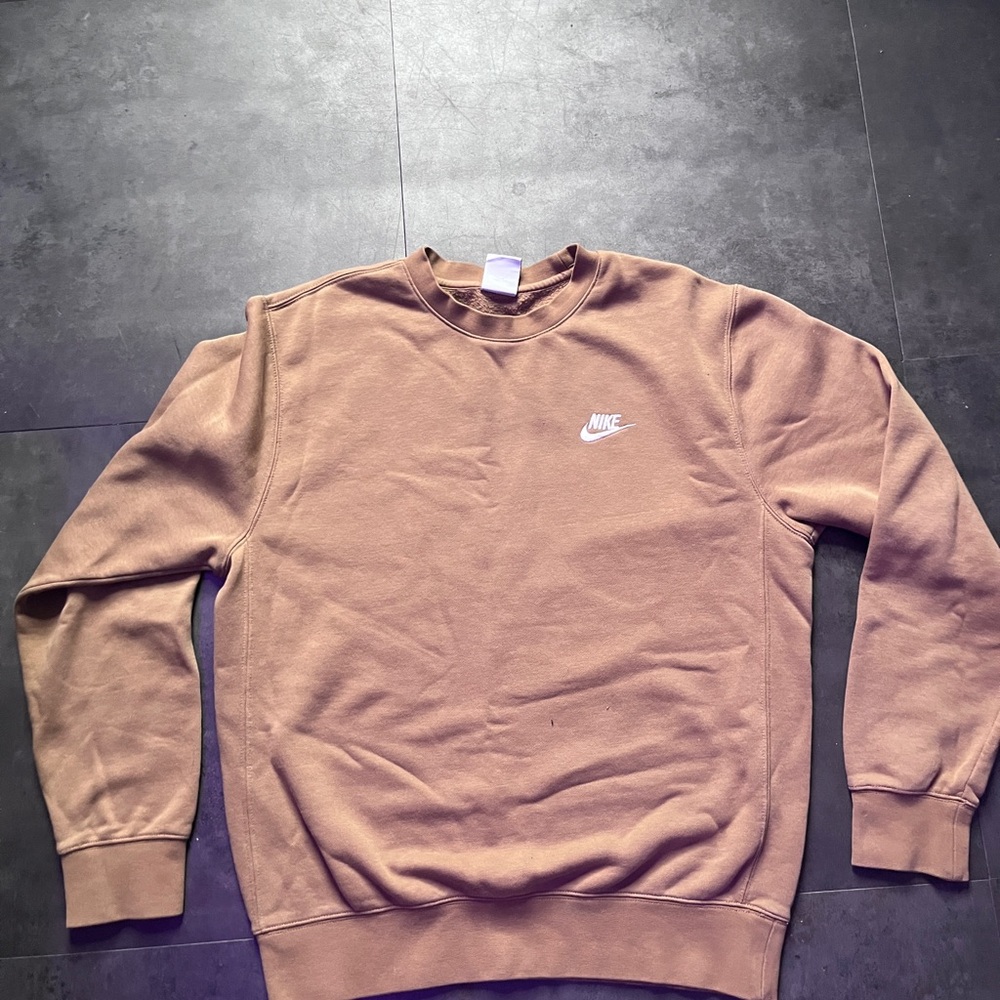 Nike Tan Crewneck Sweater Soft Cotton Casual